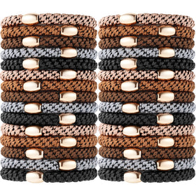 Funtopia Hair Ties 30 Pcs assorted colours with gold bead accent