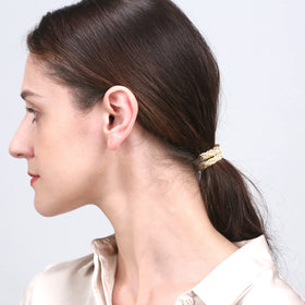 Funtopia hair ties displayed in a variety of hairstyles