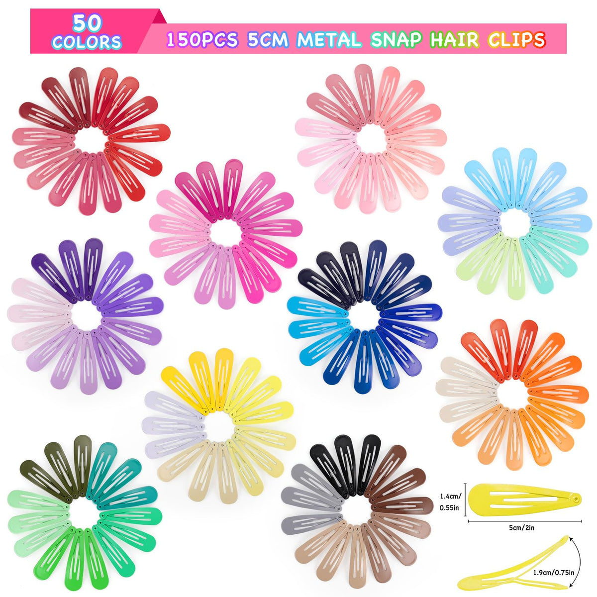 Funtopia snap hair clips in organized storage case