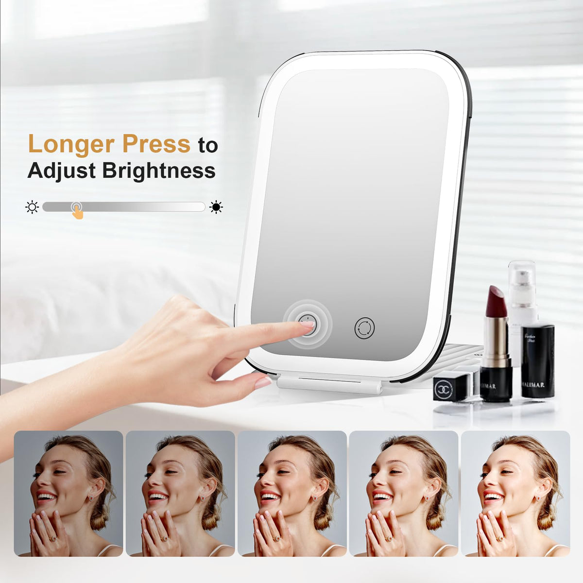 FUNTOUCH compact travel makeup mirror side view