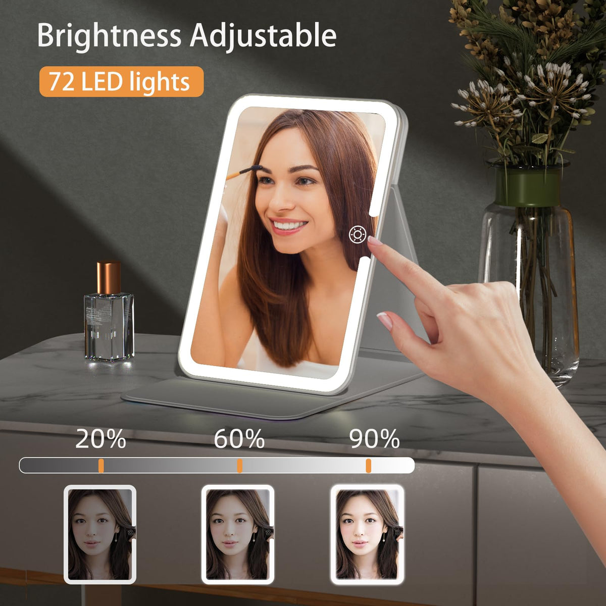 FUNTOUCH Lighted Makeup Mirror in compact size for travel