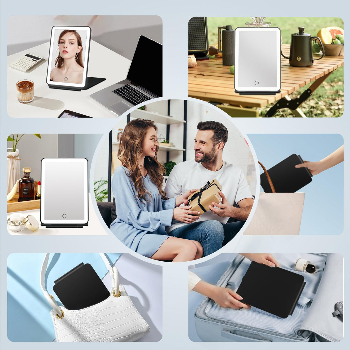 FUNTOUCH Makeup Mirror standing on a flat surface