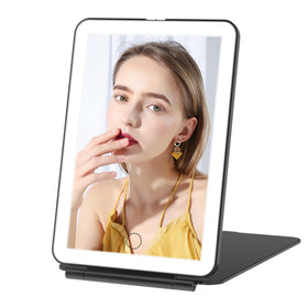 FUNTOUCH Rechargeable Travel Makeup Mirror front view with LED lights