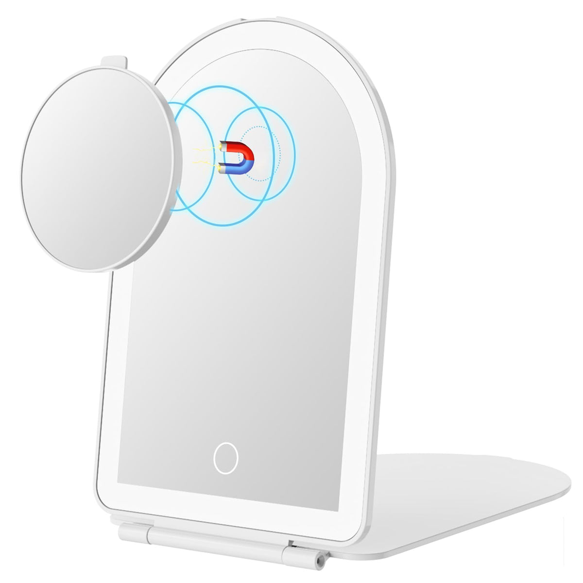 FUNTOUCH Rechargeable Travel Makeup Mirror front view with lights