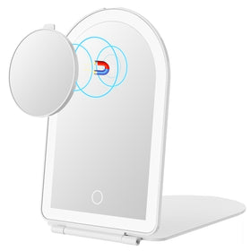 FUNTOUCH Rechargeable Travel Makeup Mirror front view with lights