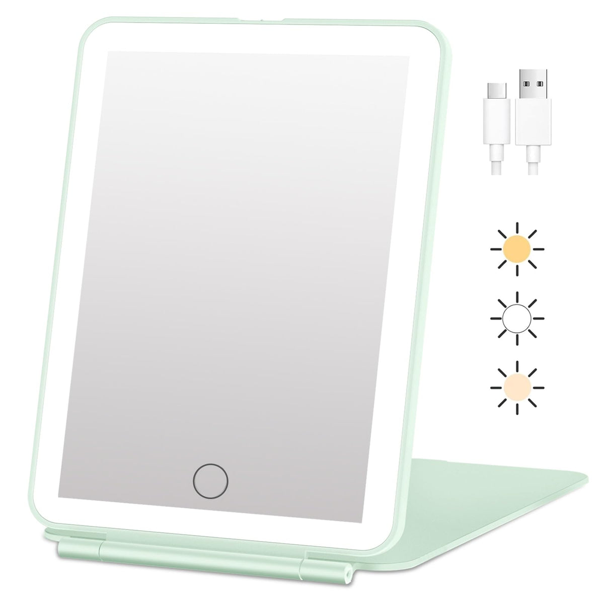 FUNTOUCH Rechargeable Travel Makeup Mirror front view with lights