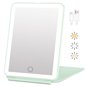 FUNTOUCH Rechargeable Travel Makeup Mirror front view with lights