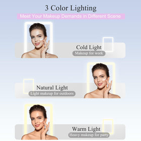 FUNTOUCH Travel Makeup Mirror displaying warm light setting