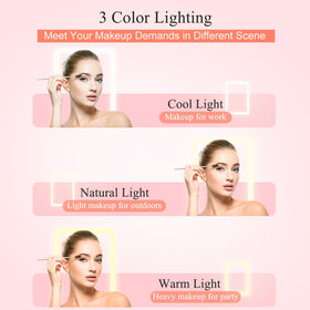 FUNTOUCH Travel Makeup Mirror displaying warm light setting