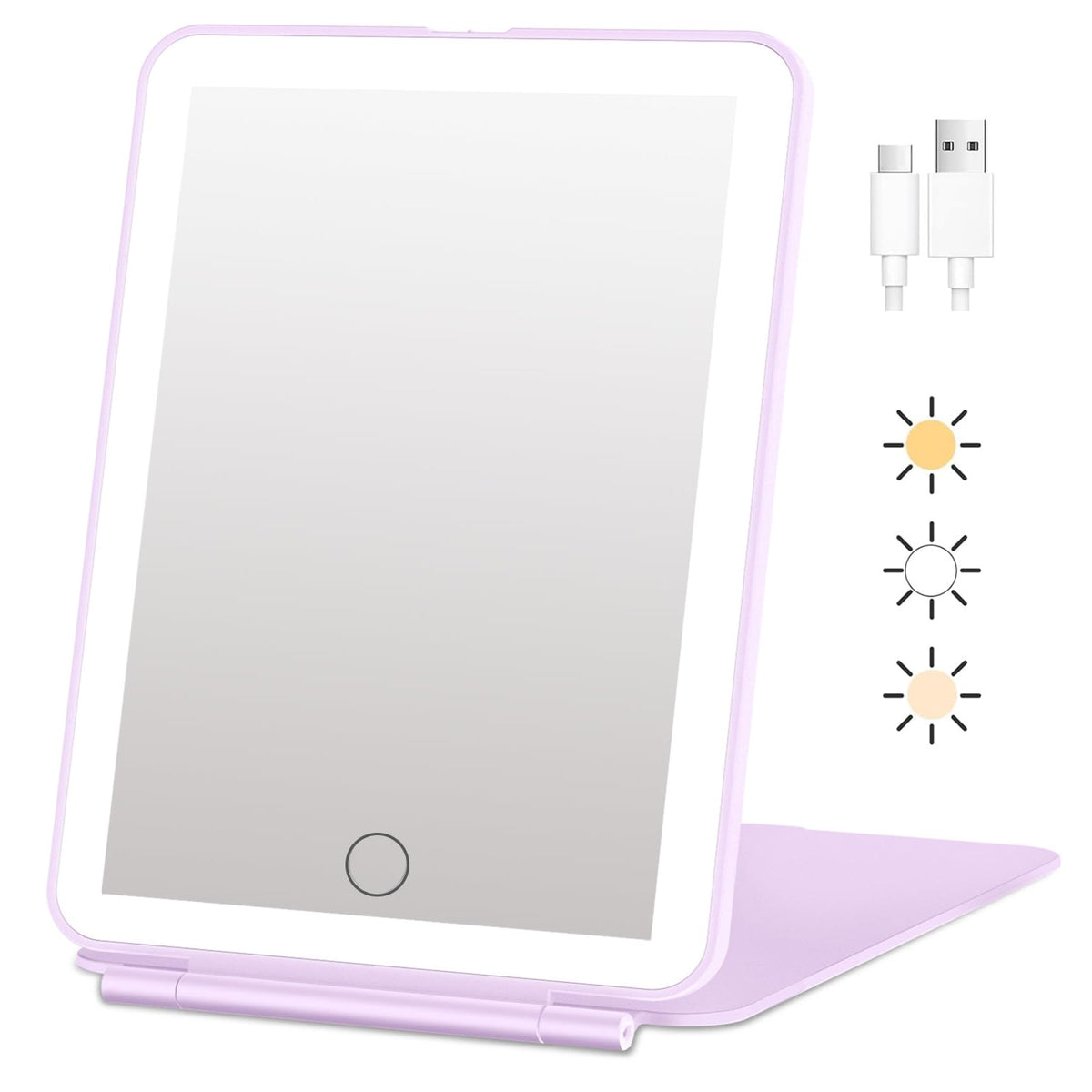 FUNTOUCH Travel Makeup Mirror front view with lights