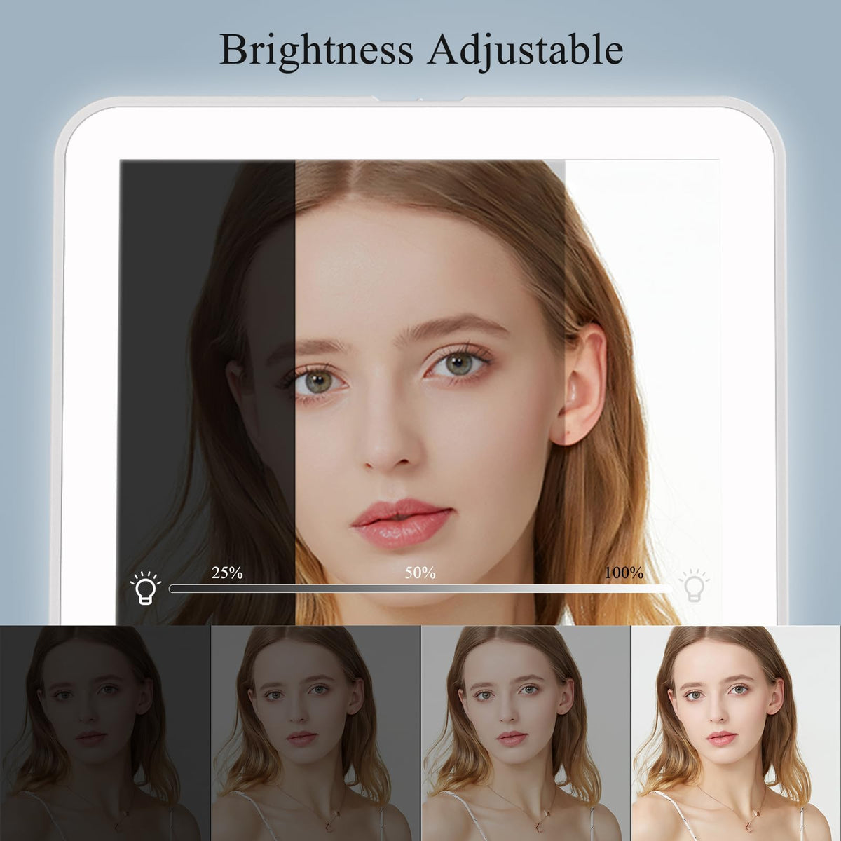FUNTOUCH Travel Makeup Mirror illuminated with cool light