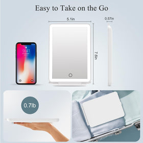 FUNTOUCH Travel Makeup Mirror illuminated with white light