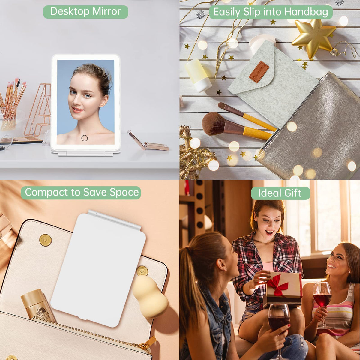 FUNTOUCH travel makeup mirror in a handbag for portability