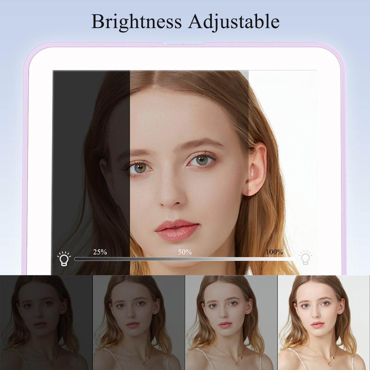 FUNTOUCH Travel Makeup Mirror side view showing compact design