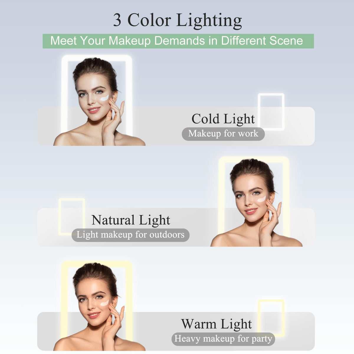 FUNTOUCH Travel Makeup Mirror touch control panel close-up