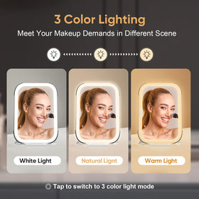 FUNTOUCH travel makeup mirror with three color lighting options