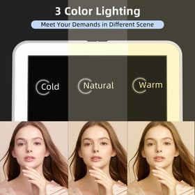 FUNTOUCH Travel Makeup Mirror with three light colour options