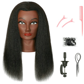 FUTAI mannequin head with 22 inch human hair front view