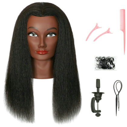 FUTAI mannequin head with 22 inch human hair front view