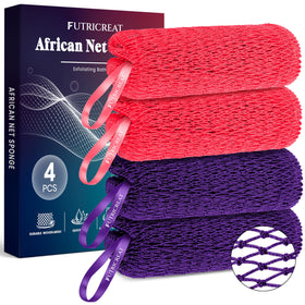 FUTRICREAT 4 Pack African Net Sponge in coral pink and purple