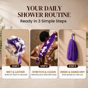 FUTRICREAT African Net Sponge set displayed on a bathroom shelf