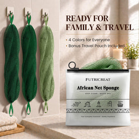 FUTRICREAT African Net Sponge travel pouch for easy storage