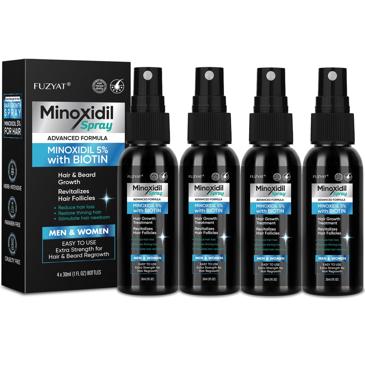 FUZYAT 5% Minoxidil Hair Growth Spray bottle front view