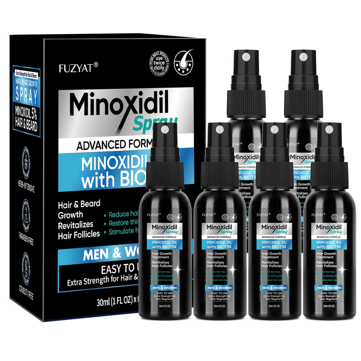 FUZYAT Minoxidil 5% Hair Growth Spray 180ml front view