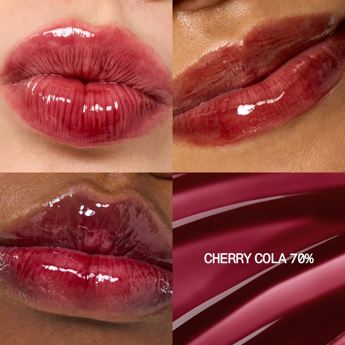 fwee 3D Voluming Gloss Cherry Cola 70% applicator close-up