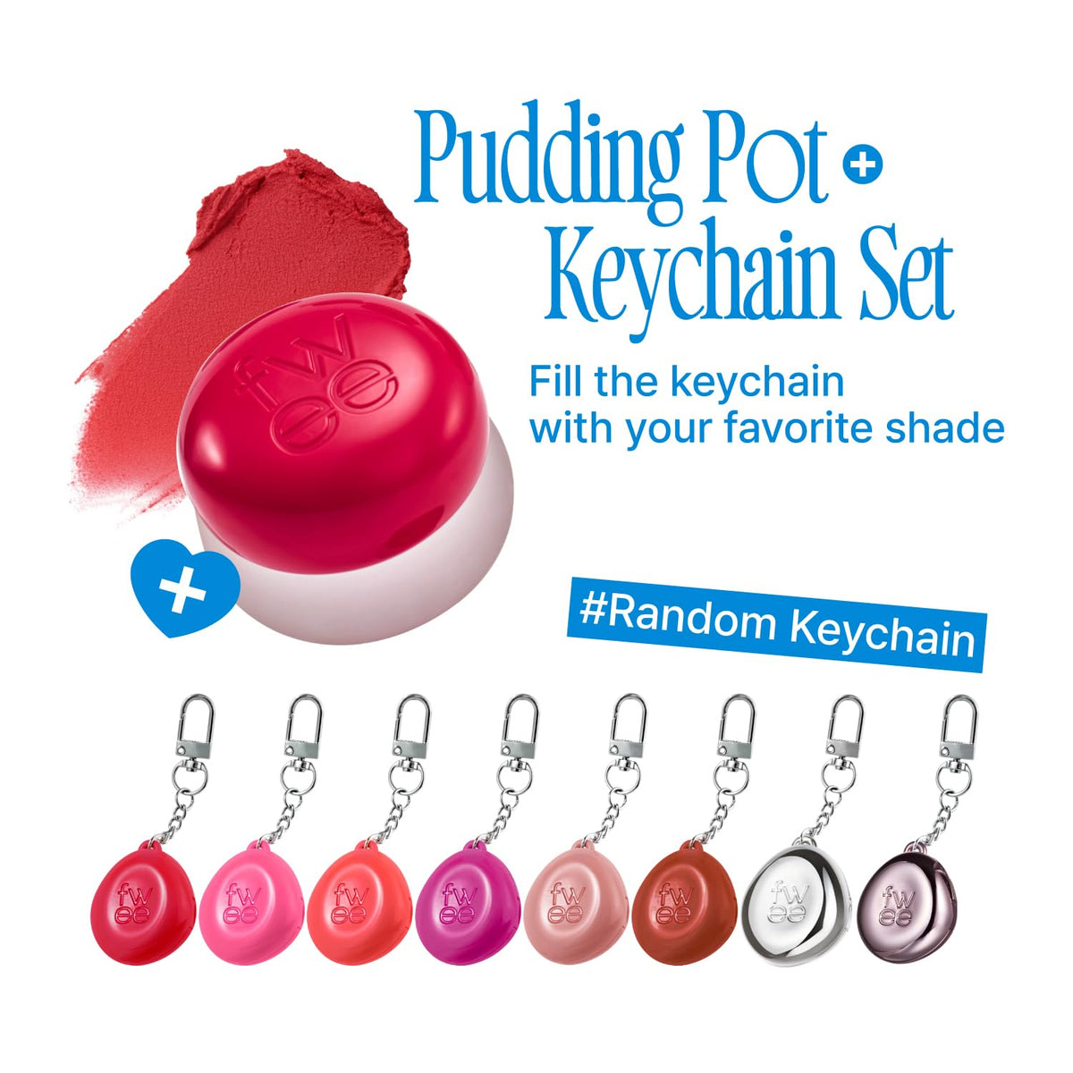 fwee Blurry Pudding Pot Cool Pink with keychain