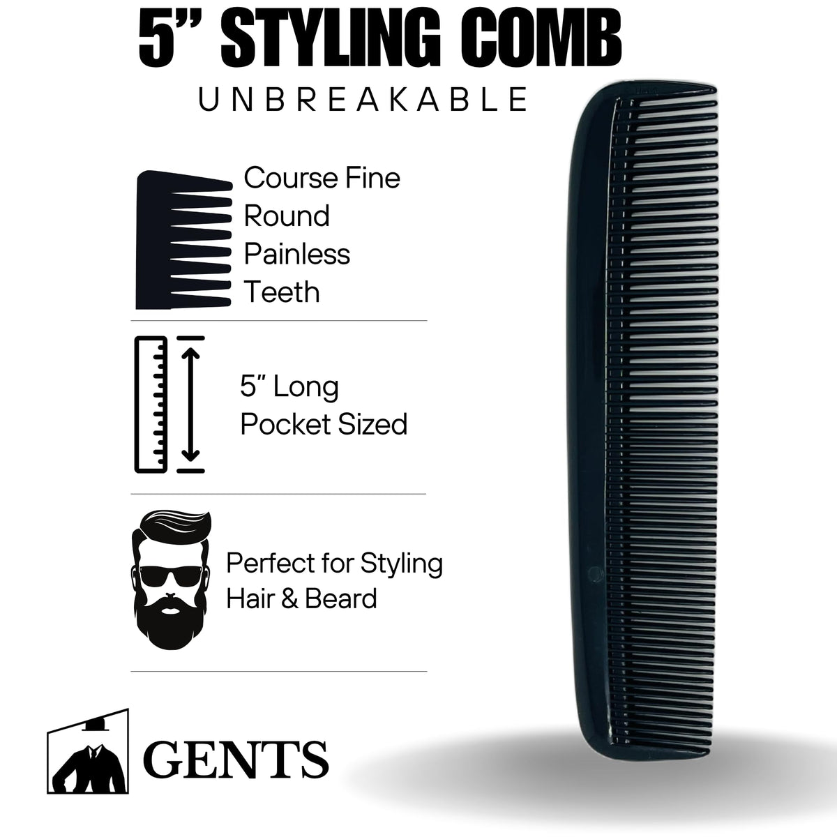 G.B.S pocket combs showing fine and coarse teeth