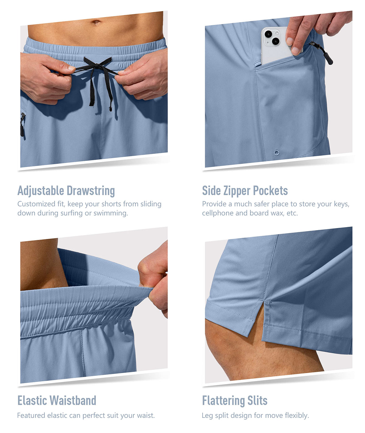 G Gradual Men's Swim Trunks Light Blue on beach