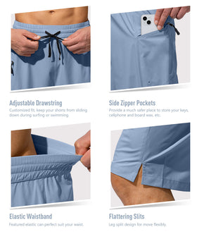 G Gradual Men's Swim Trunks Light Blue on beach