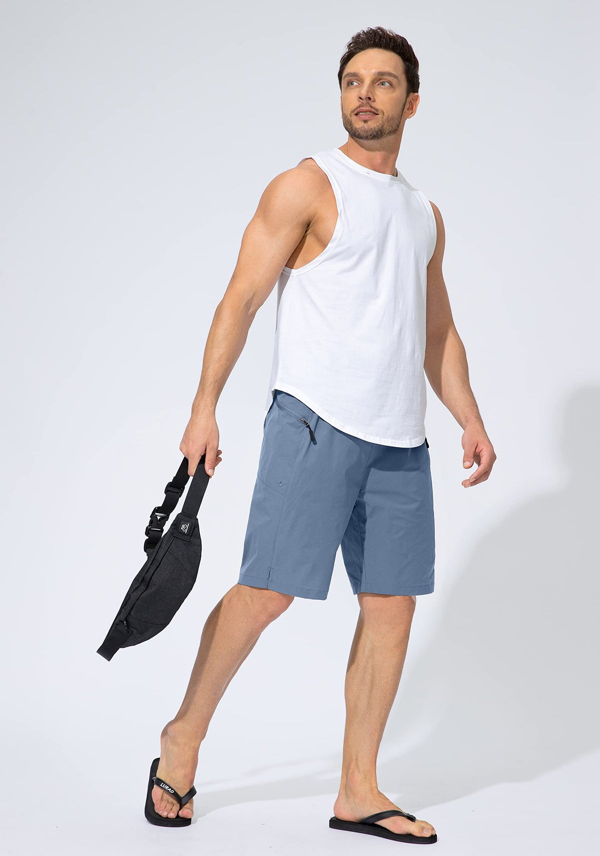 G Gradual Men's Swim Trunks Light Blue with zipper pocket
