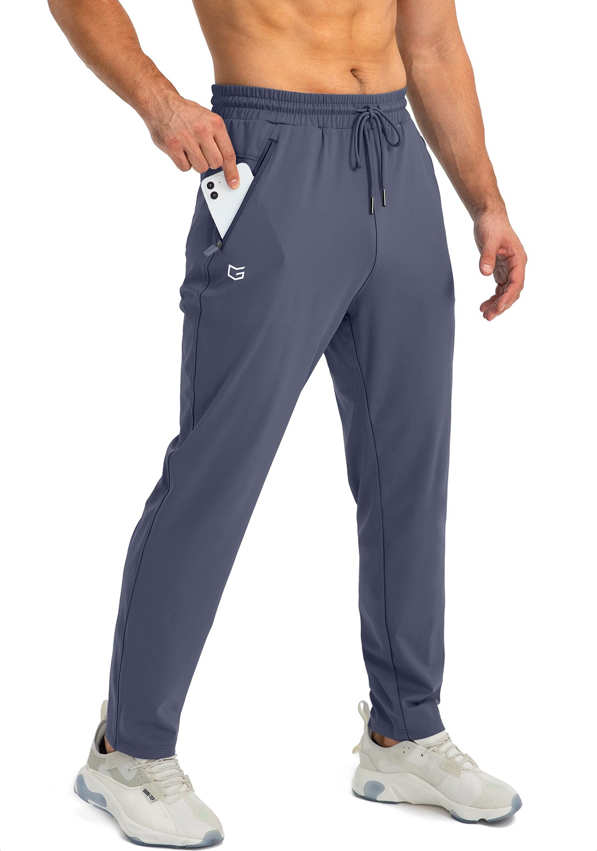 G Gradual Men's Tapered Joggers front view in Dusty Blue