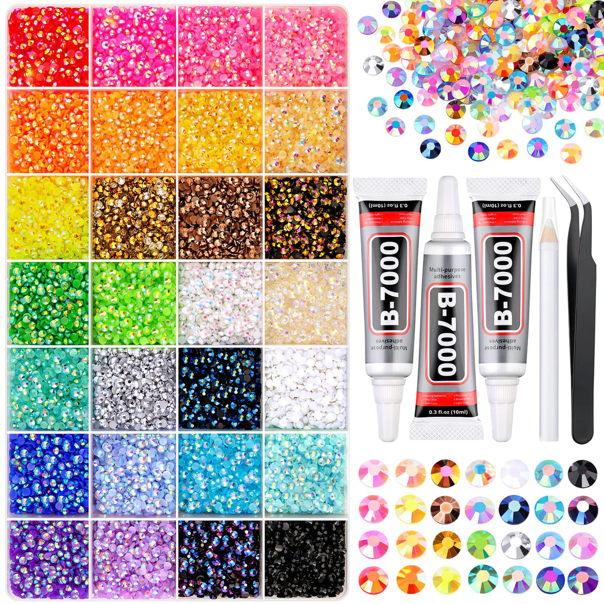 GA&EN Bedazzling Kit with 34000 mixed-colour rhinestones front view