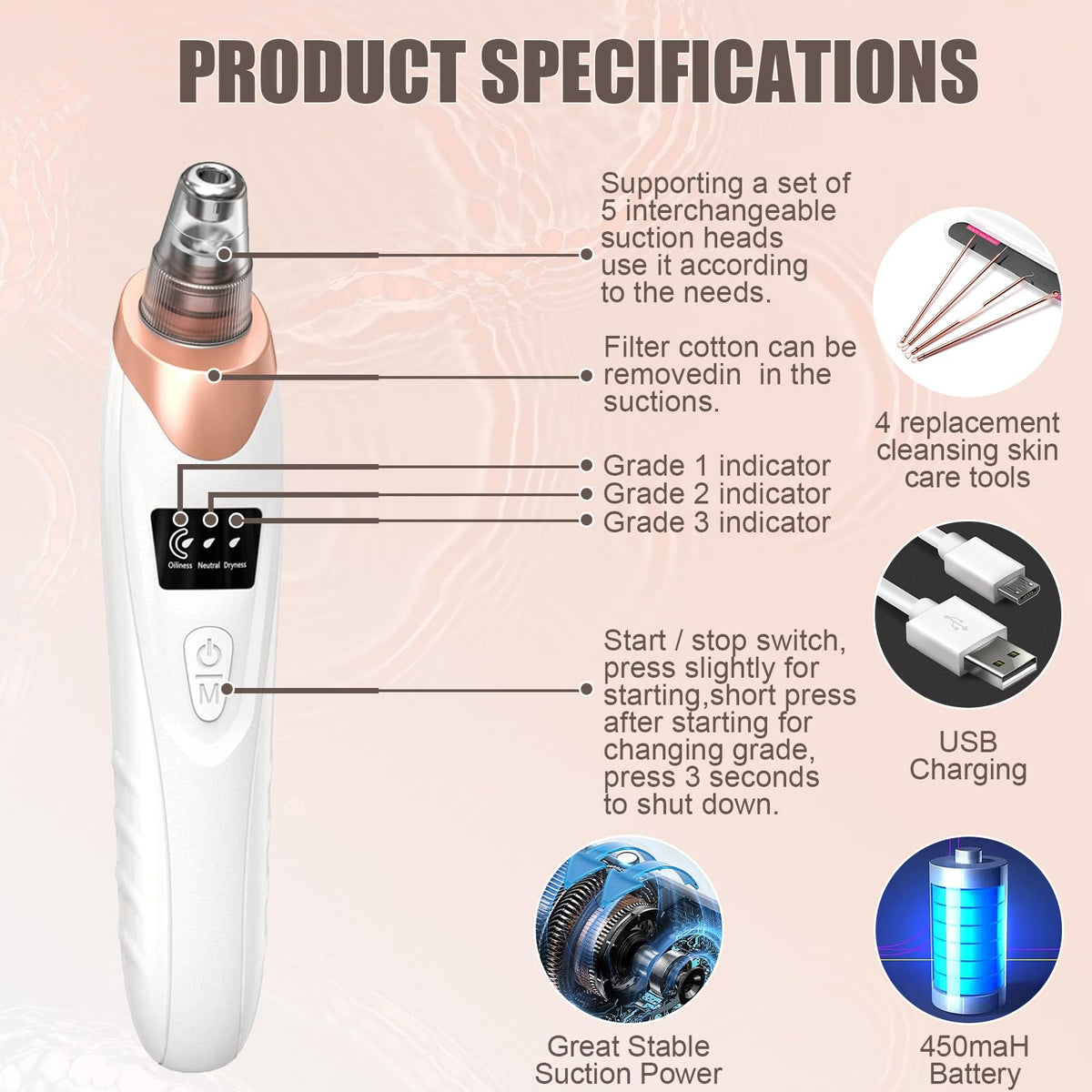 Gackoko Blackhead Remover Pore Vacuum in use on skin