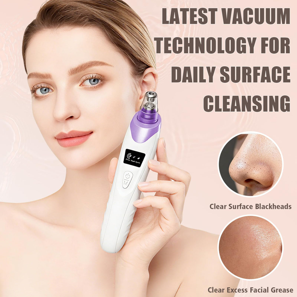 Gackoko Blackhead Remover Pore Vacuum showing suction settings display