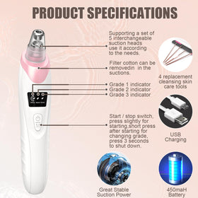 Gackoko Blackhead Remover Pore Vacuum with USB charging cable