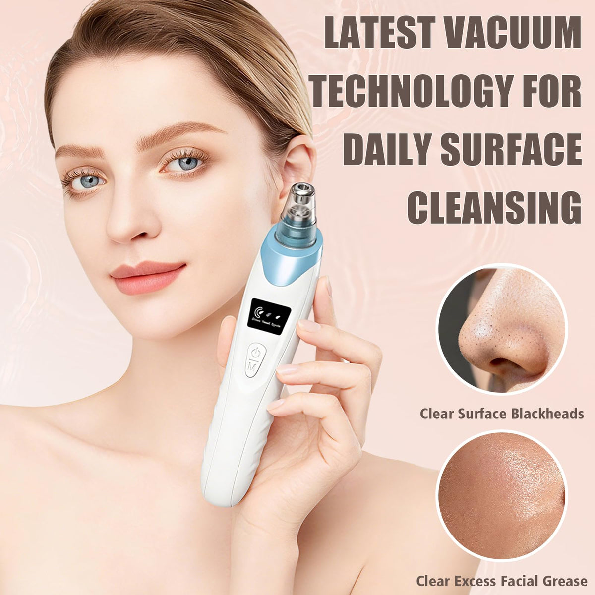 Gackoko Blackhead Remover showing suction levels display
