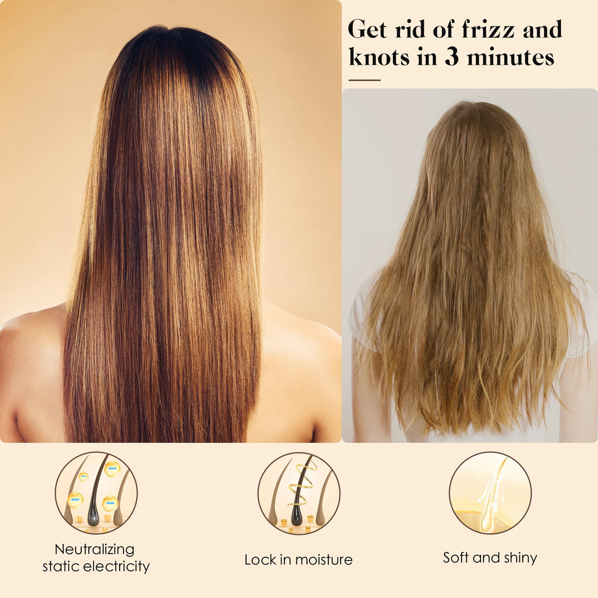 GAINWELL Bamboo Hair Brush in a lifestyle setting on a vanity