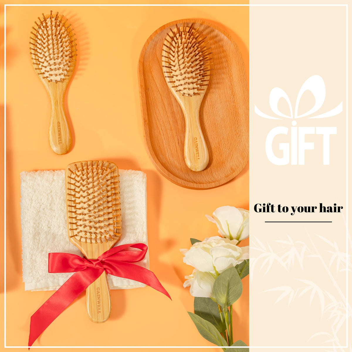 GAINWELL Bamboo Hair Brush packaging display