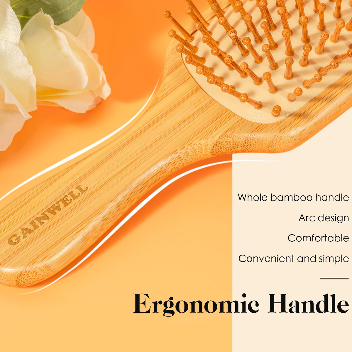 GAINWELL Bamboo Hair Brush with round balls on bristles for scalp health