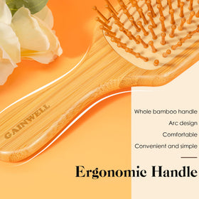 GAINWELL Bamboo Hair Brush with round balls on bristles for scalp health