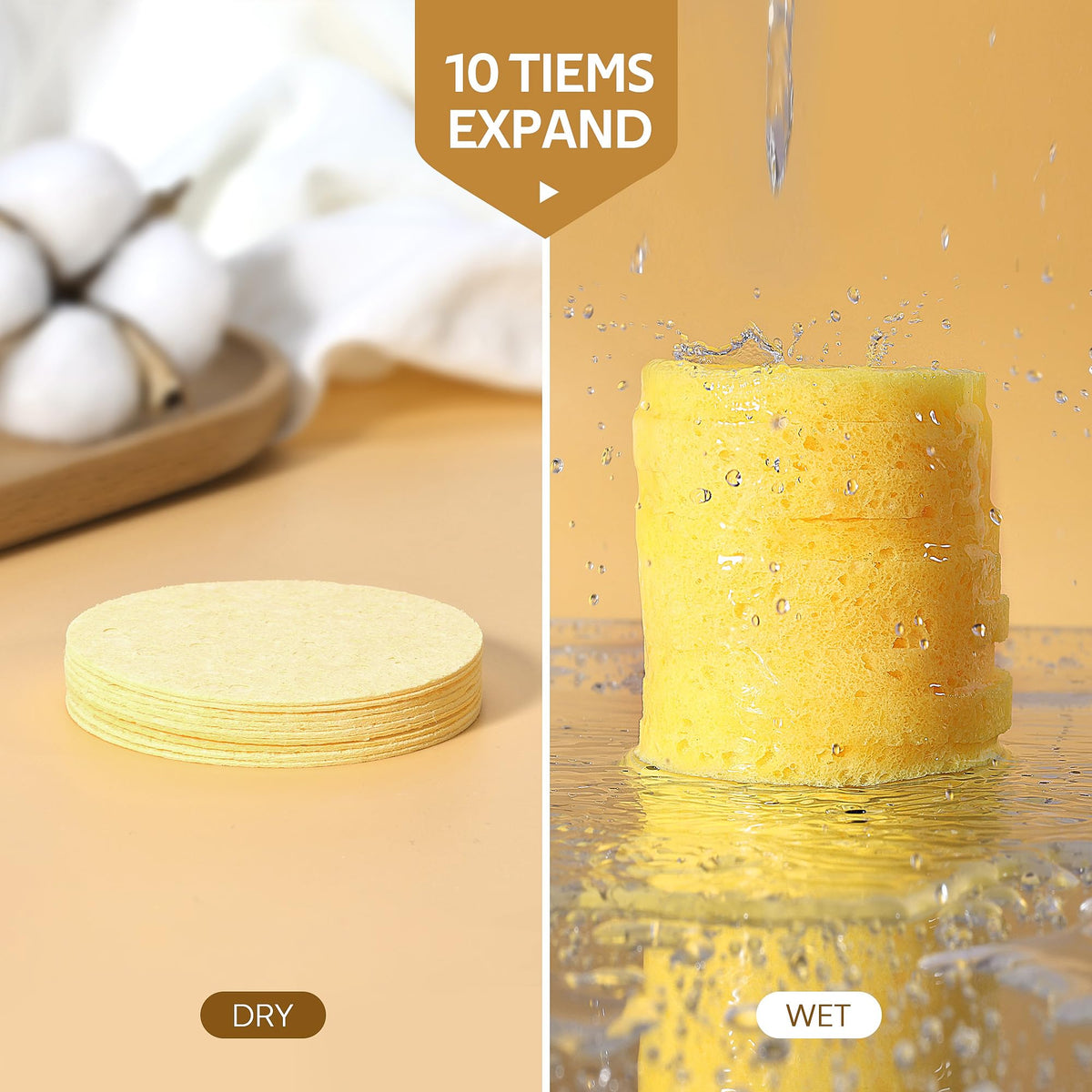 GAINWELL Compressed Facial Sponges displayed in a beauty setting