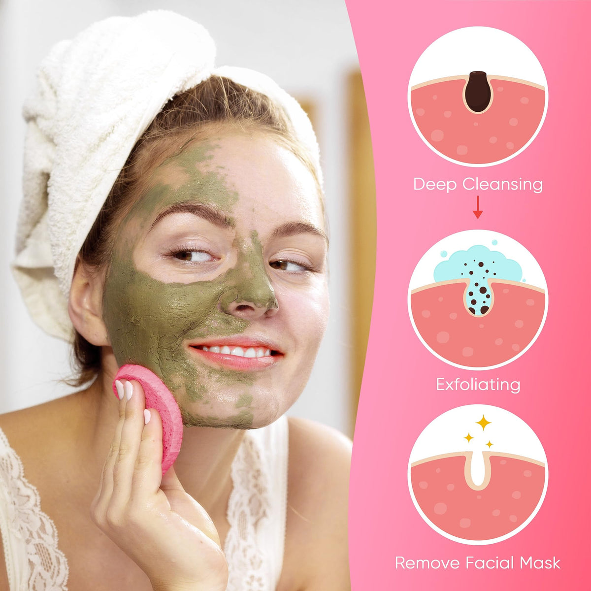 GAINWELL facial sponge pink color with natural cellulose