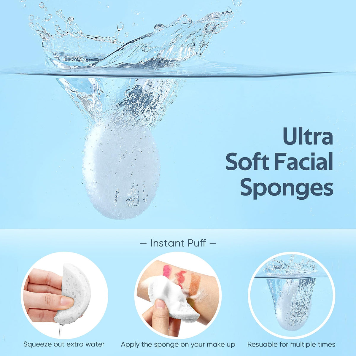 GAINWELL facial sponges packaging with 100 pieces