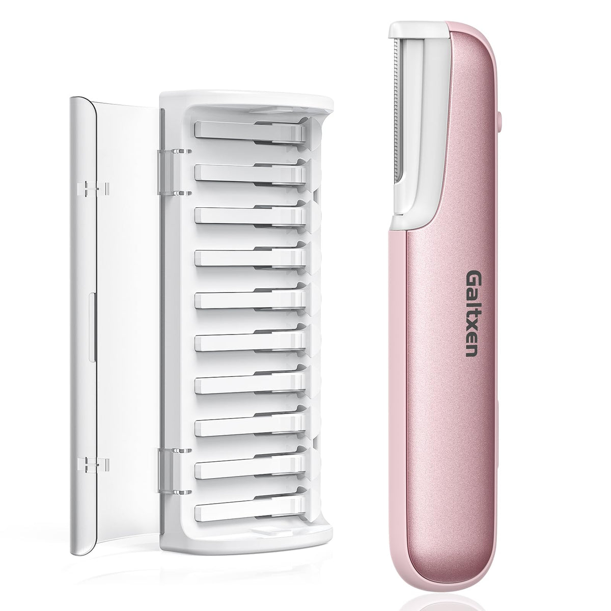 Galtxen Dermaplaning Tool pink model front view with LED light