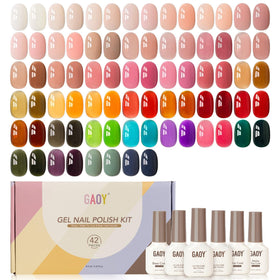 GAOY 42 Pcs Gel Nail Polish Set with 39 jelly colours and accessories