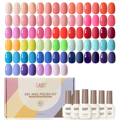 GAOY 42 Pcs Gel Nail Polish Set with 39 vibrant colours